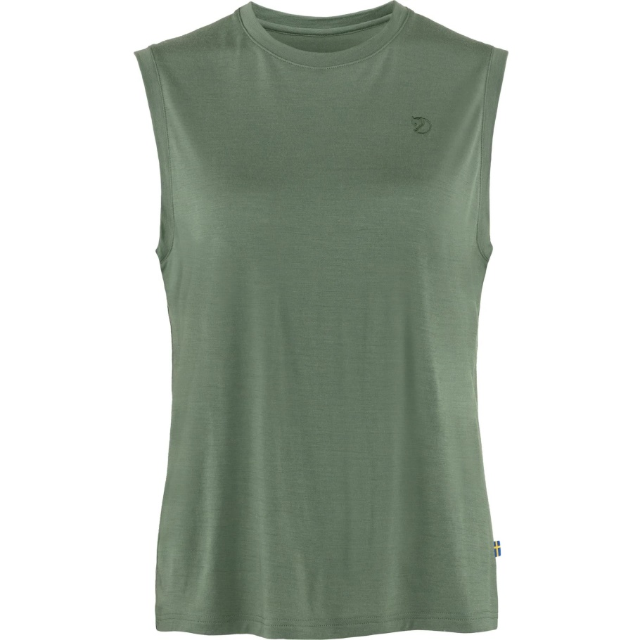 Camiseta Sin Mangas De Lana Abisko Verde Pátina Con Moda Fjällräven