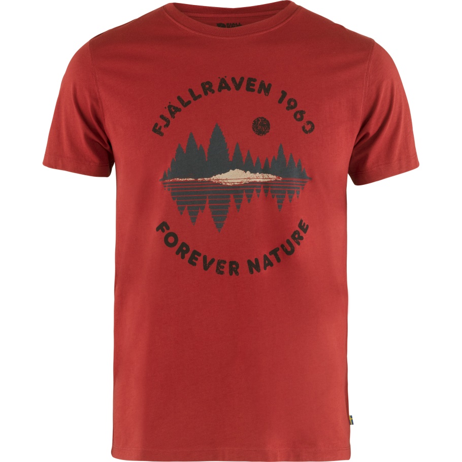 Fjällräven Rojo Oscuro Moda Bosque Espejo Camiseta M