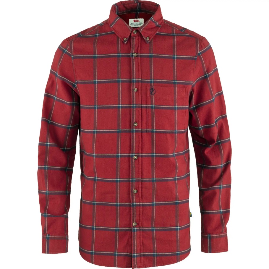Fjällräven Moda Rojo Roble-azul Marino Övik Camisa De Franela Confort M