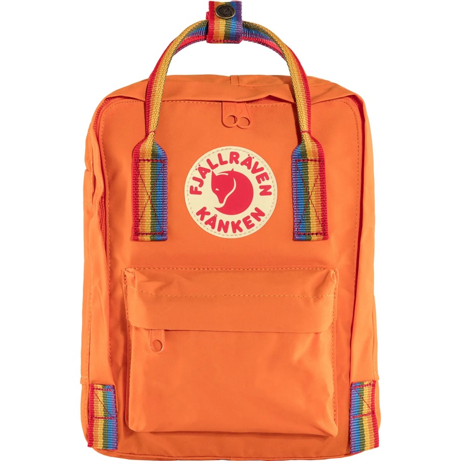 Kånken Arcoíris Mini Fjällräven Moda Patrón De Arco Iris Naranja Quemado