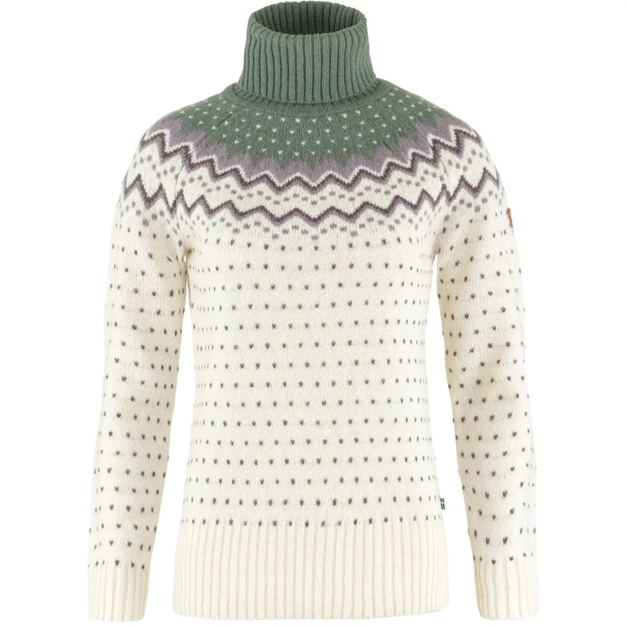 Fjällräven Fashion Övik Cuello Vuelto De Punto Con Blanco Tiza-verde Pátina