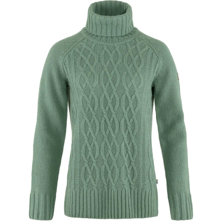 Fjällräven Moda Pátina Verde Övik Tejido De Ochos Cuello Vuelto Con