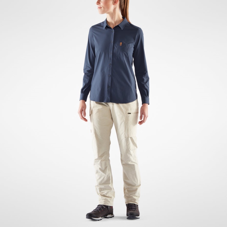 Camiseta Övik Lite Manga Larga Fjällräven Fashion Azul Marino