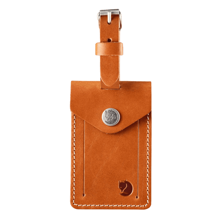 Etiqueta De Equipaje De Cuero Fjällräven Marca De Moda Cuero Coñac