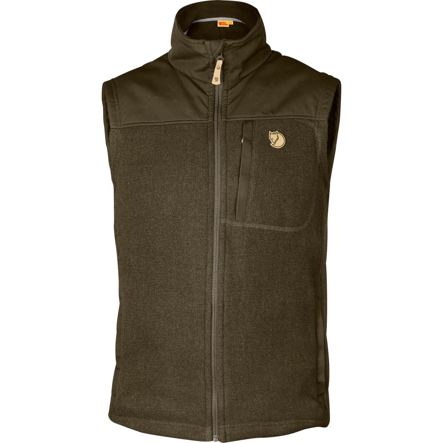 Fjällräven Chaleco De Forro Polar Verde Oliva Oscuro De Moda Con