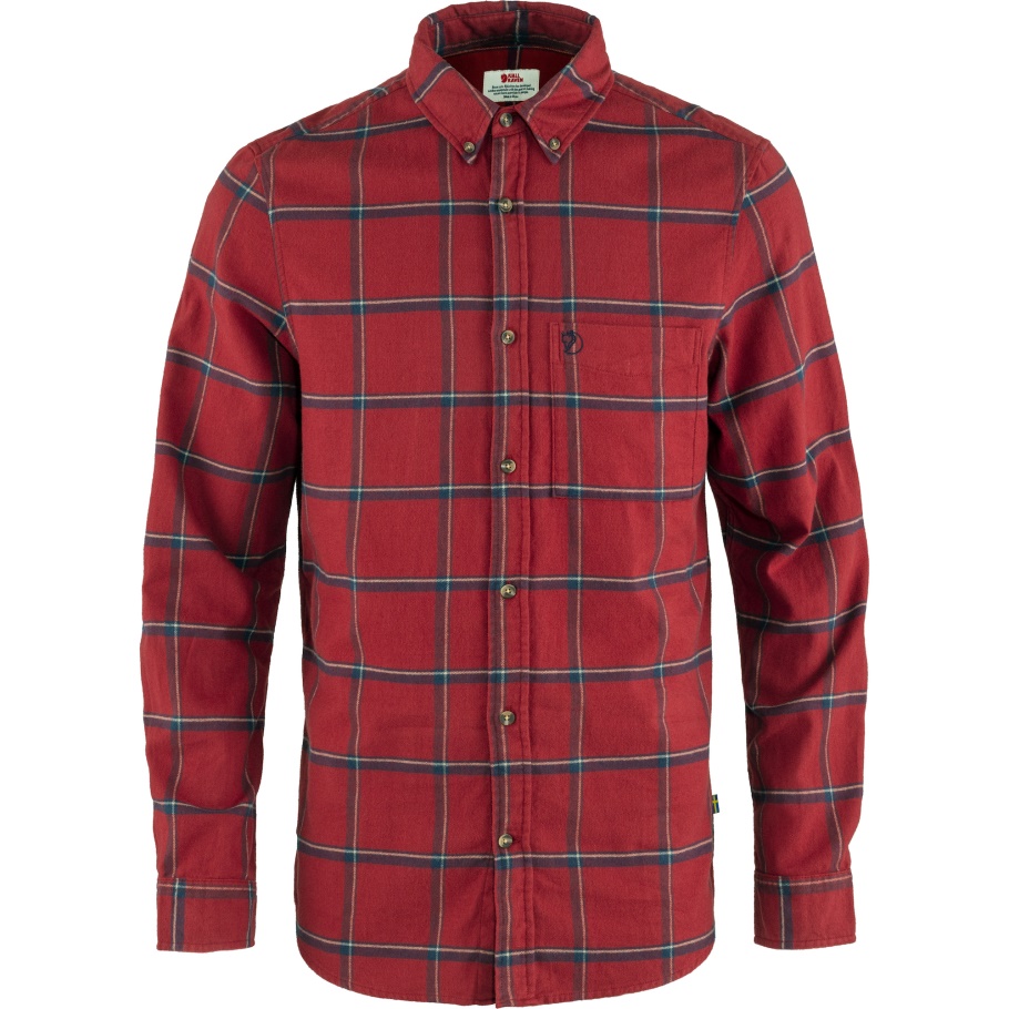Fjällräven Marca De Moda Rojo Roble-azul Marino Övik Camisa De Franela Confort M