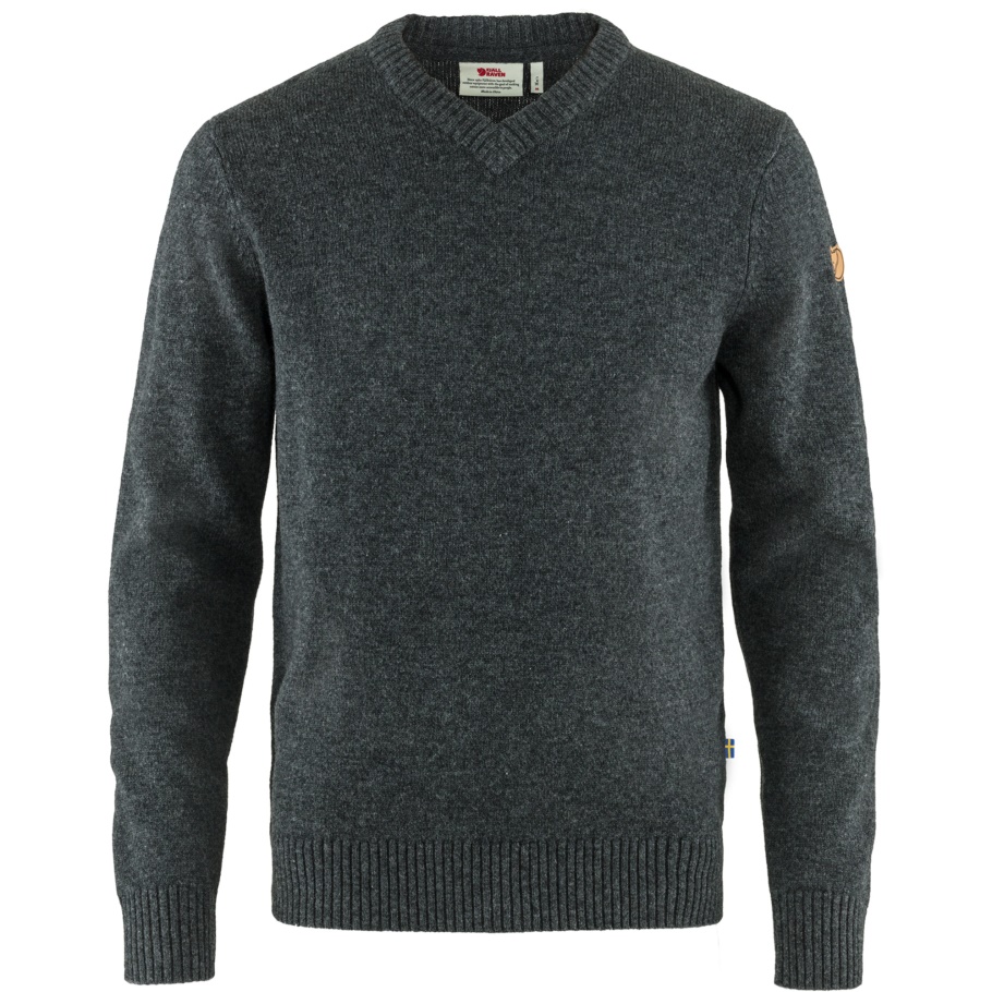 Suéter Con Cuello De Pico Övik Gris Oscuro M Fjällräven Moda