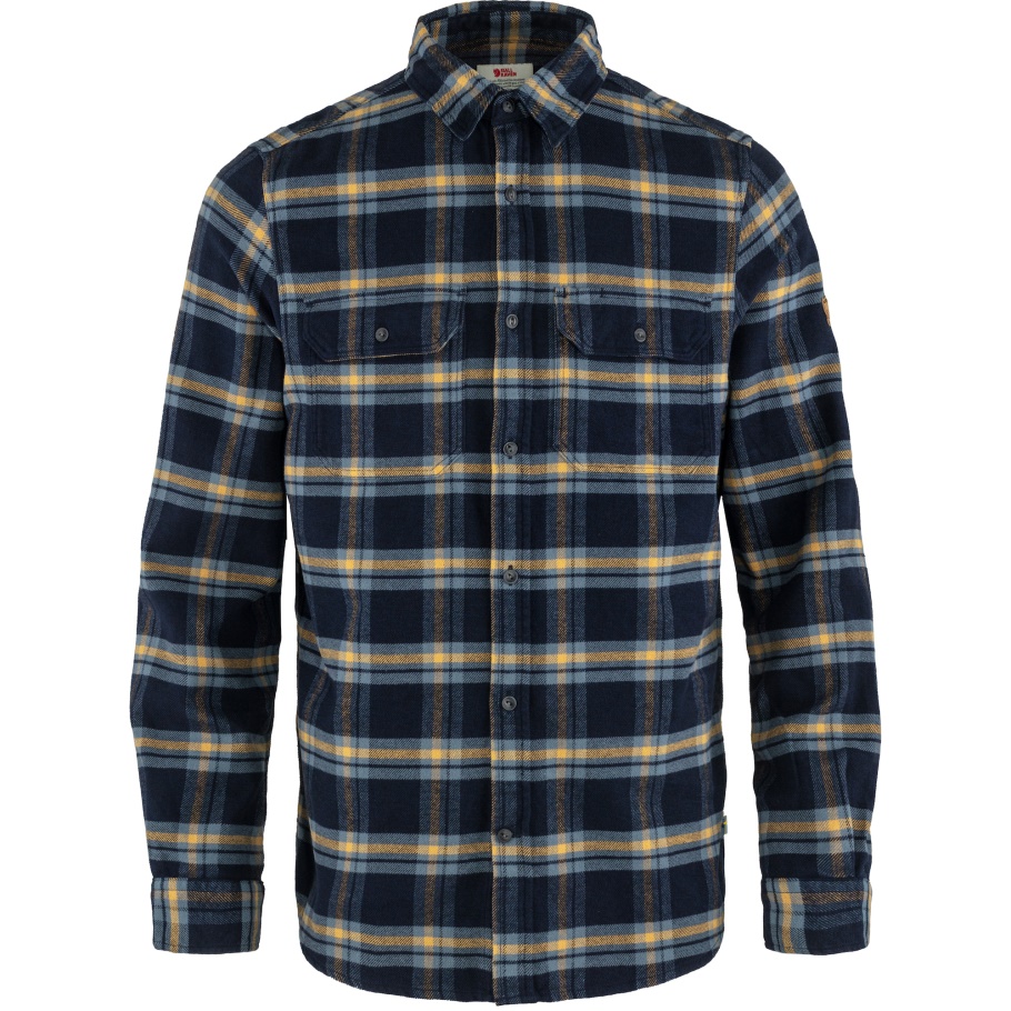 Camisa De Franela Pesada Övik M Fjällräven Fashion Dark Navy-buckwheat Brown