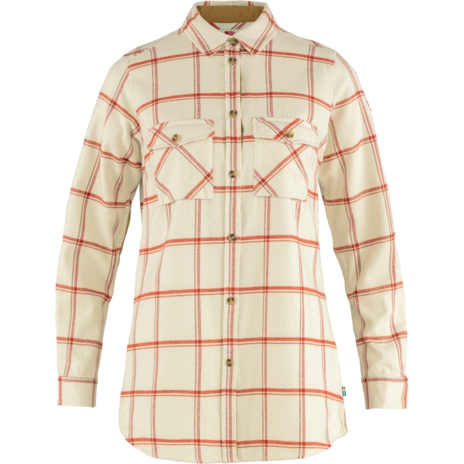 Camisa Sarga Övik Manga Larga Fjällräven Fashion Chalk White-cabin Red