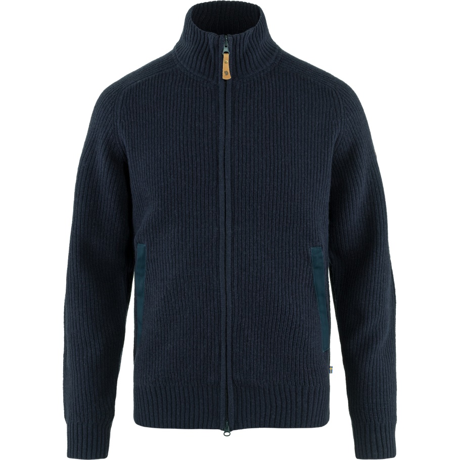 Azul Marino Oscuro Fjällräven Marca De Moda Övik Cárdigan Con Cremallera De Punto M