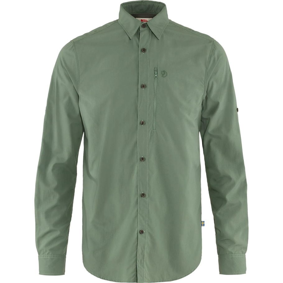 Fjällräven Moda Abisko Caminata Camiseta Manga Larga Verde Pátina