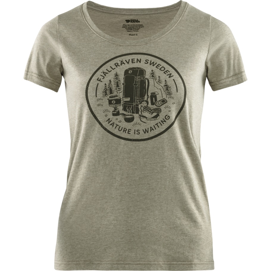 Camiseta De Pausa Para El Café Con Fjällräven Fashion Light Olive Melange