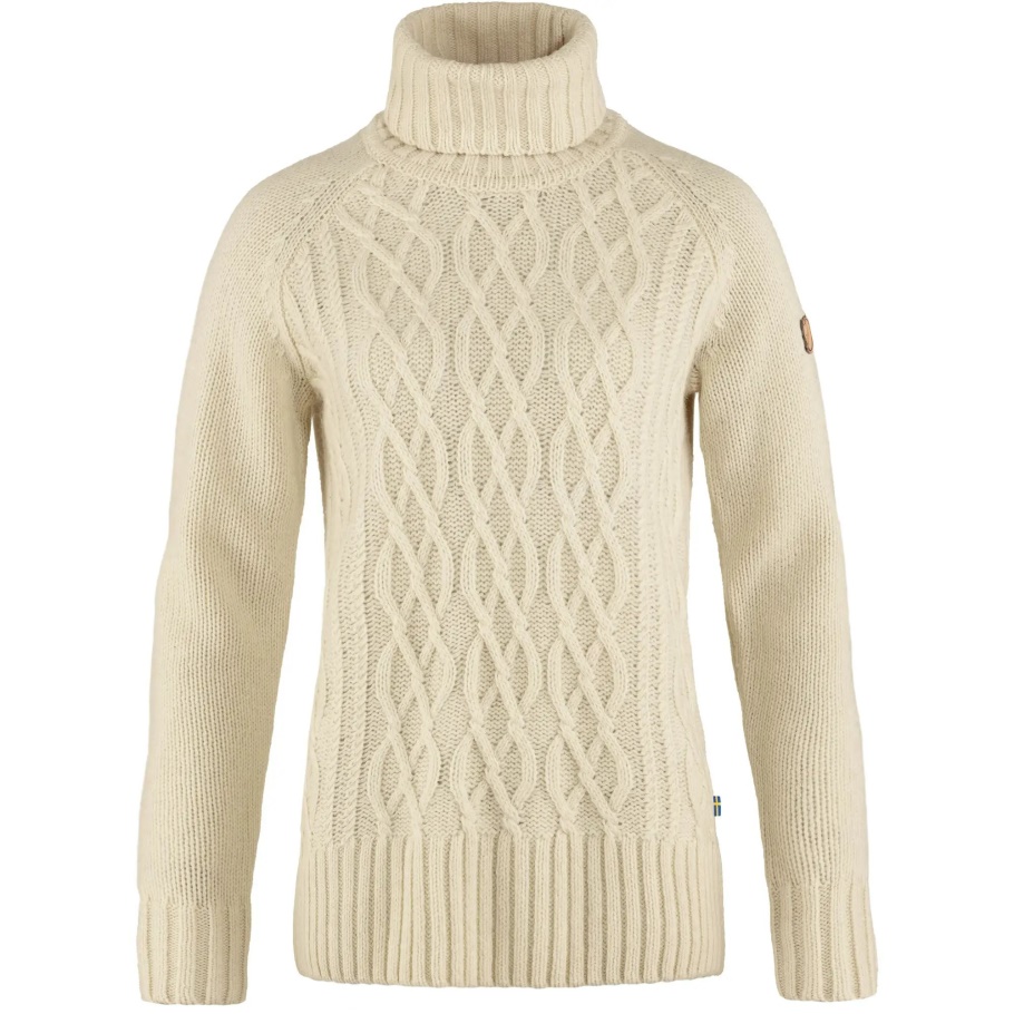 Övik Cable Knit Cuello Vuelto Con Blanco Tiza Fjällräven Moda