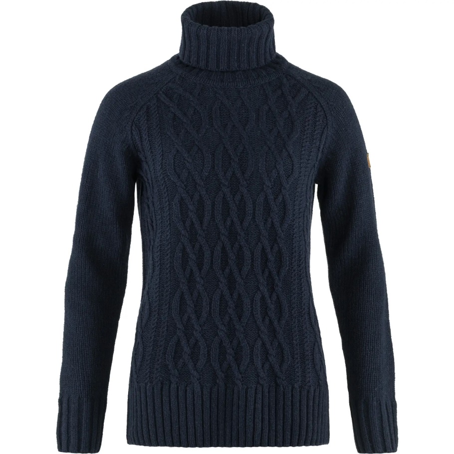 Övik Cable Knit Cuello Vuelto Con Fjällräven Fashion Azul Marino Oscuro