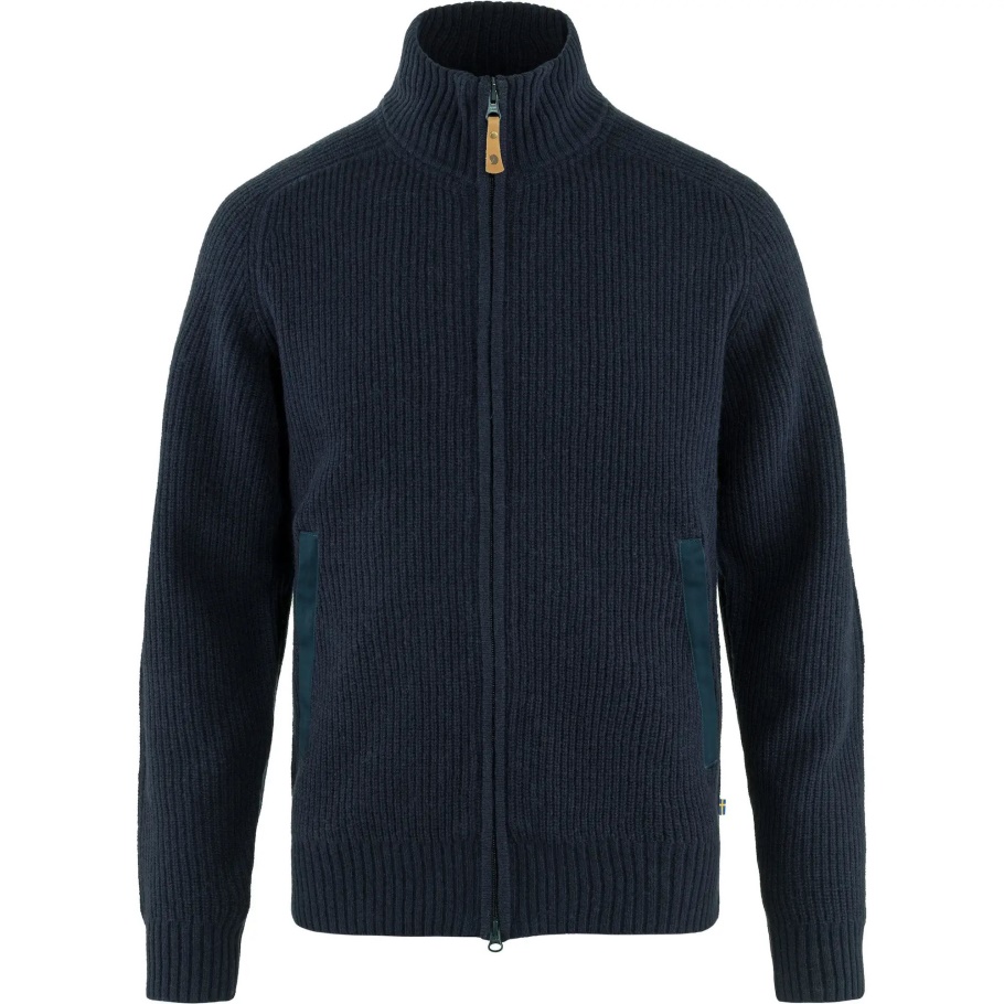 Azul Marino Oscuro Fashion Fjällräven Fashion Övik Cardigan Con Cremallera Punto M